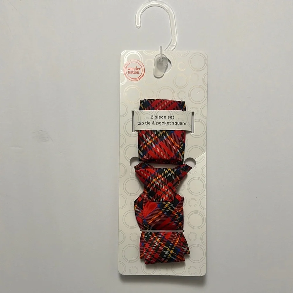 Wonder Nation Red and Black Tartan Tie